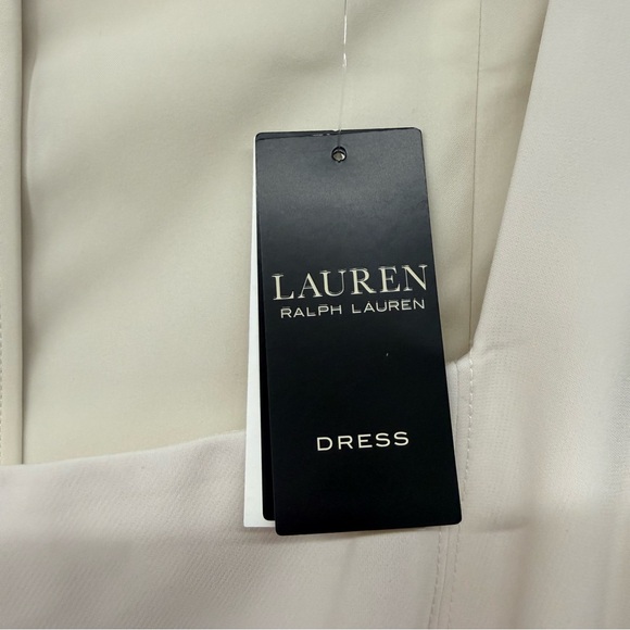 NWT Lauren Ralph Lauren Stretch Crepe Sleeveless Cream Dress Size 12 - Picture 4 of 7